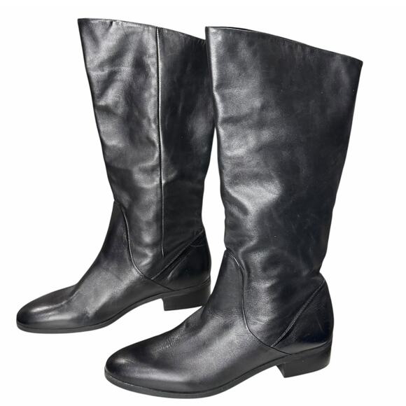 Markon Sandusky Boots 8 Black Leather Mid Calf Pull On Riding Western Equestrian - Picture 3 of 12